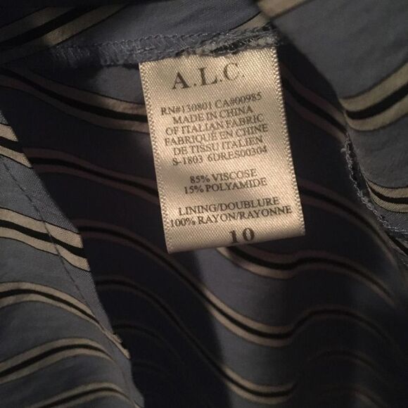 A.L.C Cabrera Dress Striped One Shoulder A-Line Size 10 Blue White Sleeveless - Picture 5 of 8